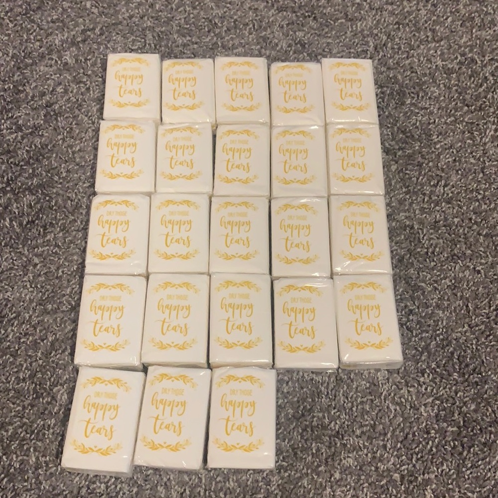 23 packs of wedding tissues